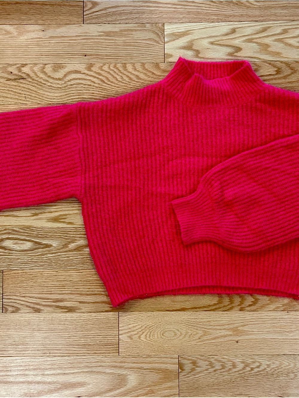 Women's Cropped Mock Neck Sweater - Vibrant Pink